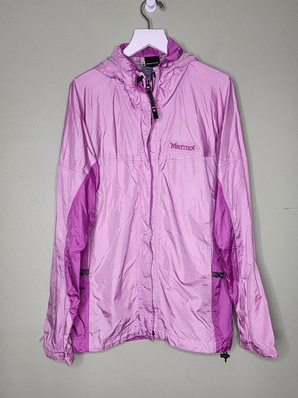 Marmot Women's Lightweight Pink Hooded Windbreaker Jacket M Lightweight Rain